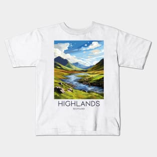 A Pop Art Travel Print of the Highlands - Scotland Kids T-Shirt